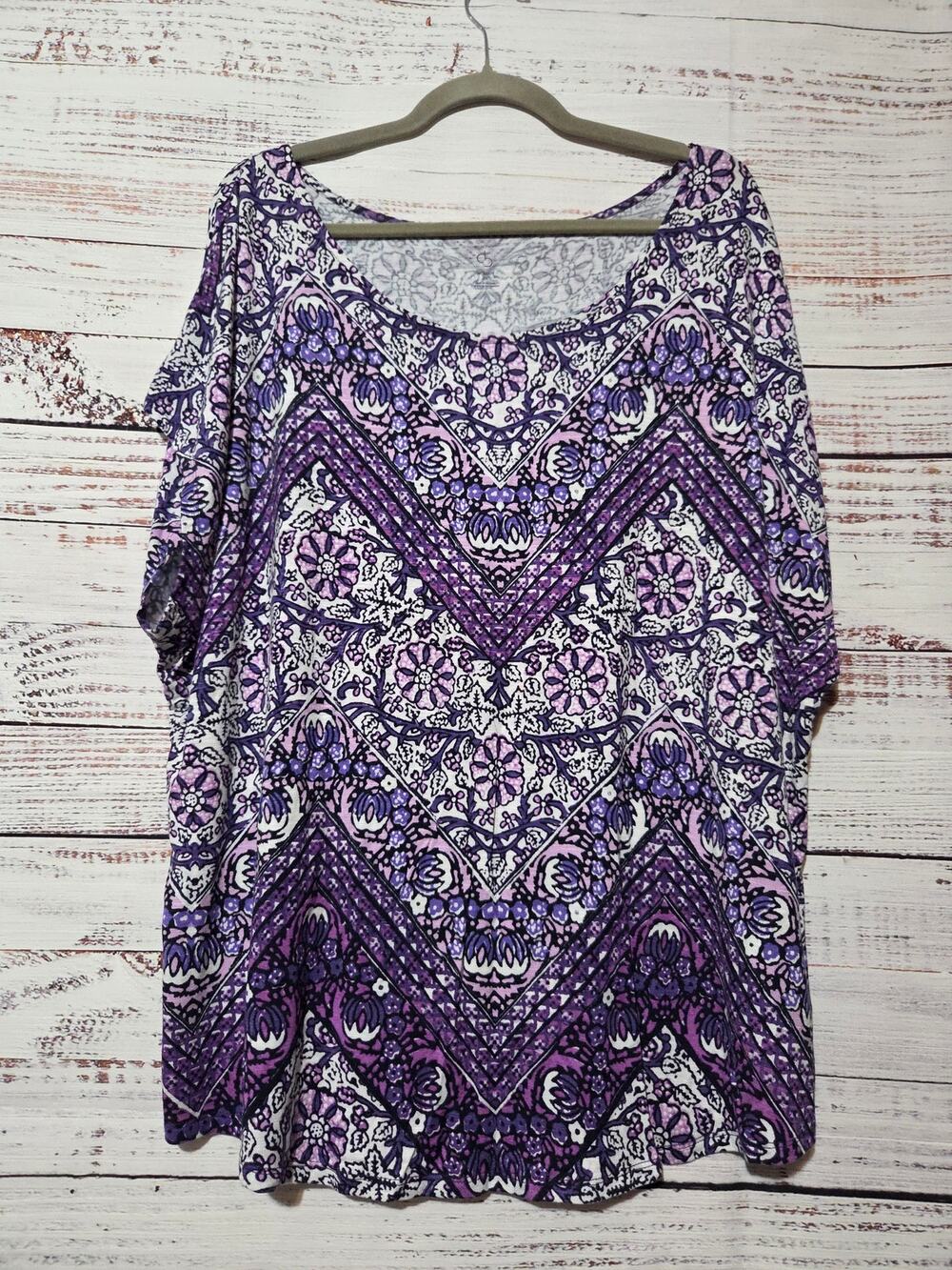 Purple Capped Sleeve Shirt Ladies 2x